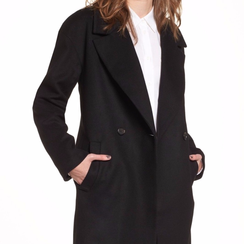 J. Crew Wool Blend Two Button Black Coat - Picture 5 of 8